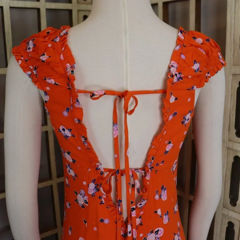 Free People Like A Lady tangerine Babydoll Dress Size S - Picture 10 of 14